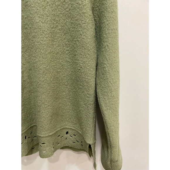 Vintage Rino Rossi Boiled Wool Jacket Cardigan Button Up Floral Cutout Green M - Picture 12 of 16